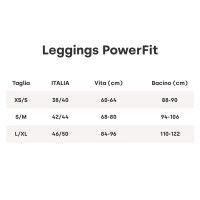 Leggings Power Fit tabella guida alle taglie