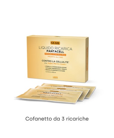 3 Buste Liquido Ricarica PantaCell Anticellulite Intensivo confezione e ricariche