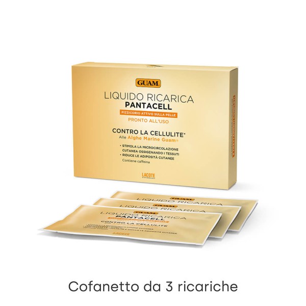 3 Buste Liquido Ricarica PantaCell Anticellulite Intensivo confezione e ricariche