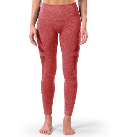 Leggings Power Fit Rosso Rubino indossato lunghezza
