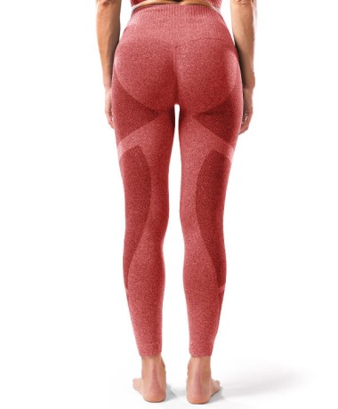 Leggings Power Fit Rosso Rubino Indossato retro