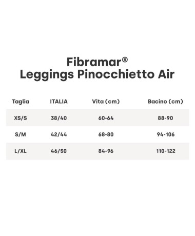 Leggings Pinocchietto Air Tabella Taglie