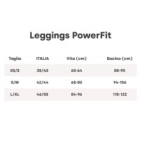 Leggings Power Fit rubino tabella taglie