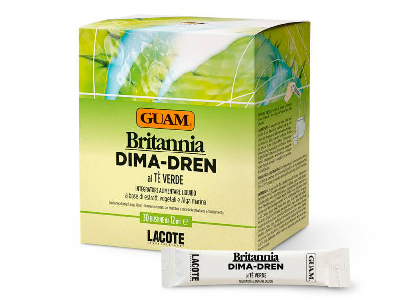 Integratore alimentare dimagrimento Guam Britannia Dima-Dren al tè verde
